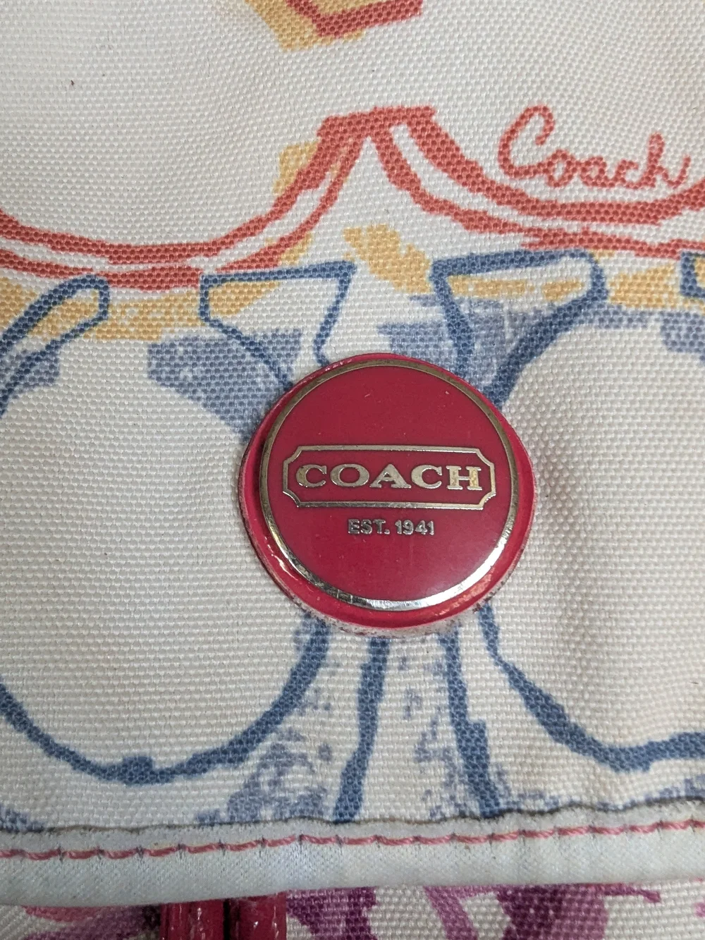 Coach Multicolor Signature Canvas Backpack - Pink Accent